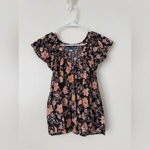 Old Navy Blue and Pink Floral Blouse